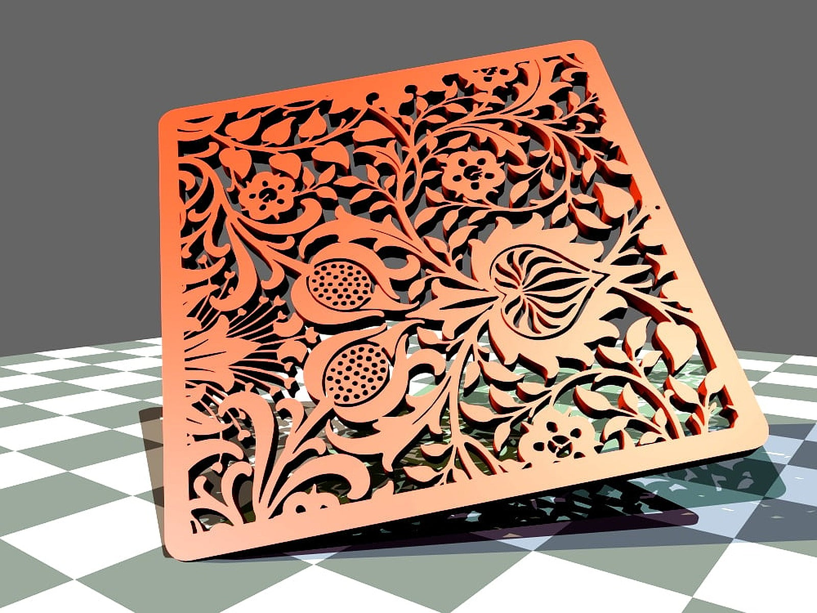Floral Silhouette Pattern – 3D Baskı Modeli