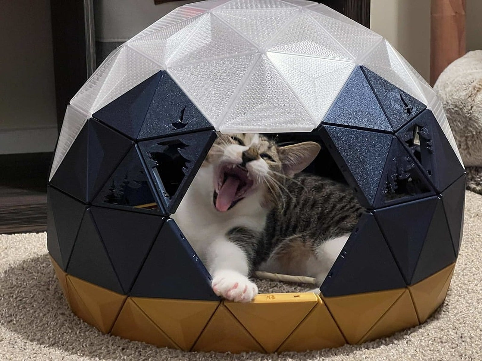 Geodesic Dome Cat House - Pine Tree Cutouts – 3D Baskı Modeli