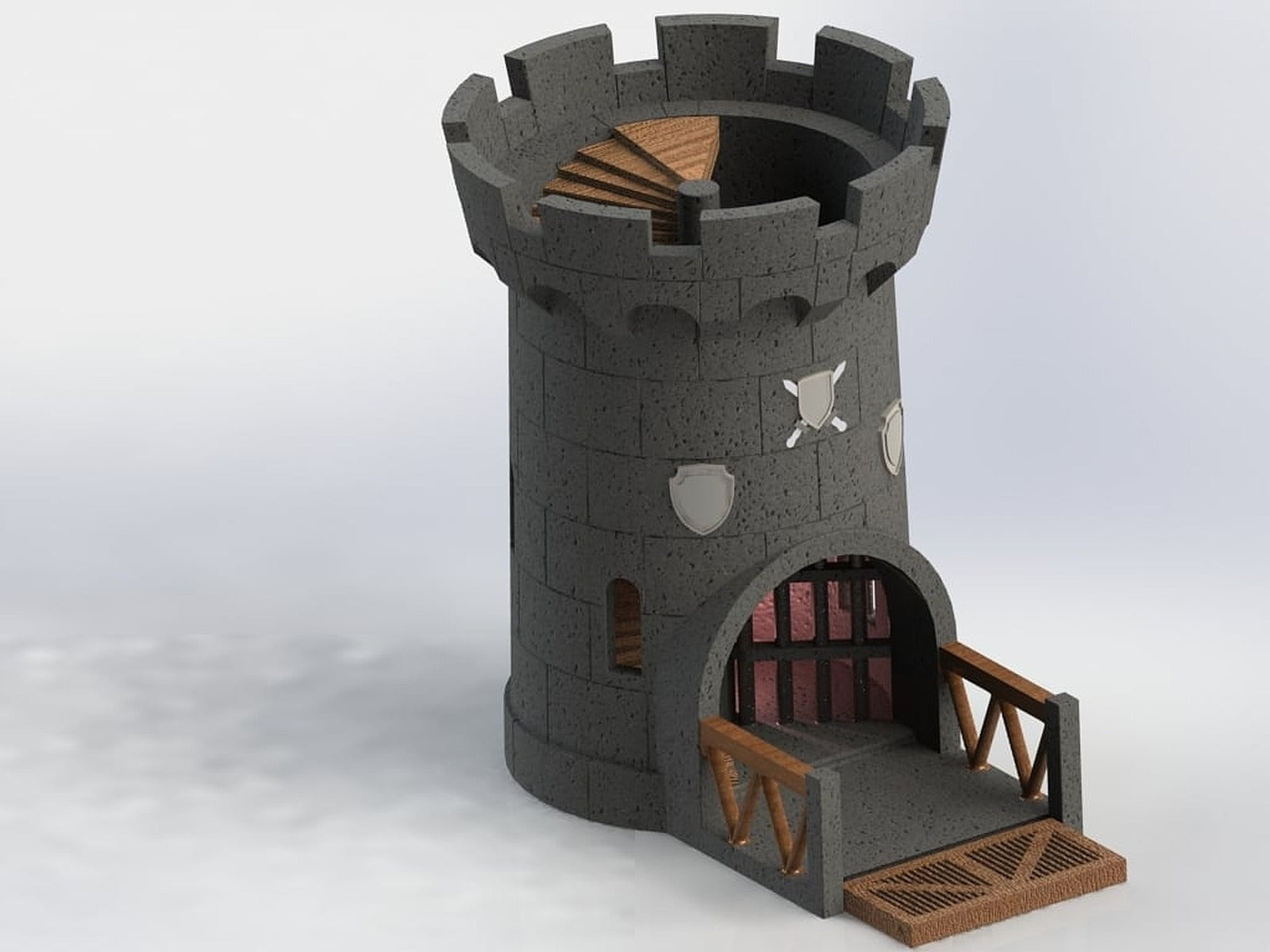 Castle dice tower with moveable gate – 3D Baskı Modeli
