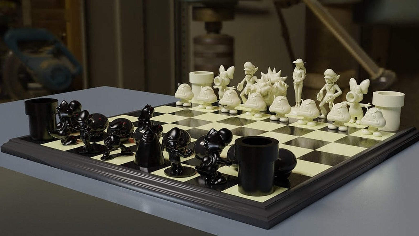 Mario Chess-Set w/ 3D printable boards [DMcG] – 3D Baskı Modeli