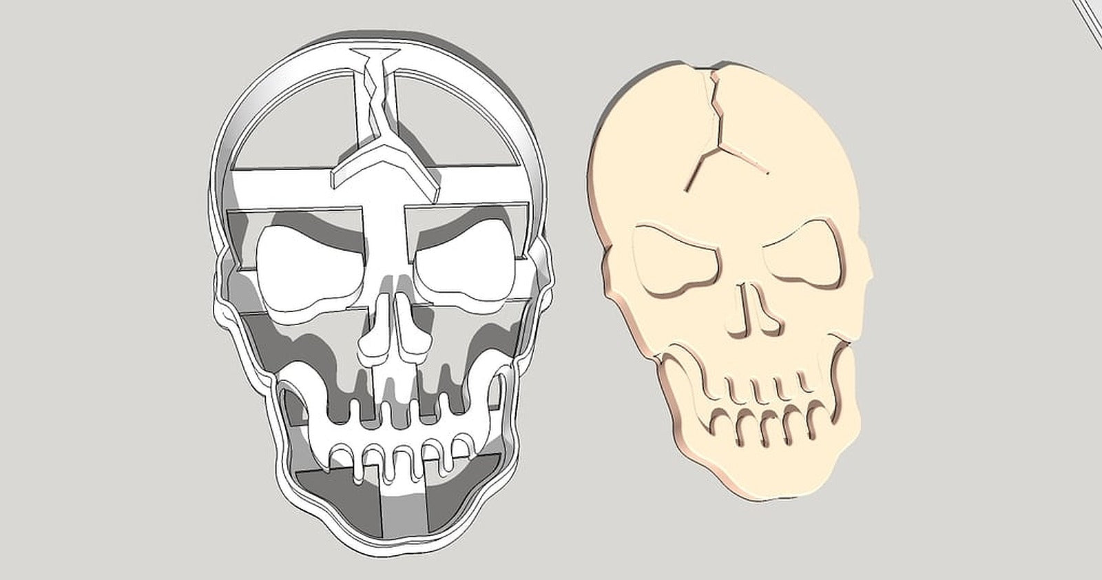 Cracked Skull Cookie Cutter – 3D Baskı Modeli
