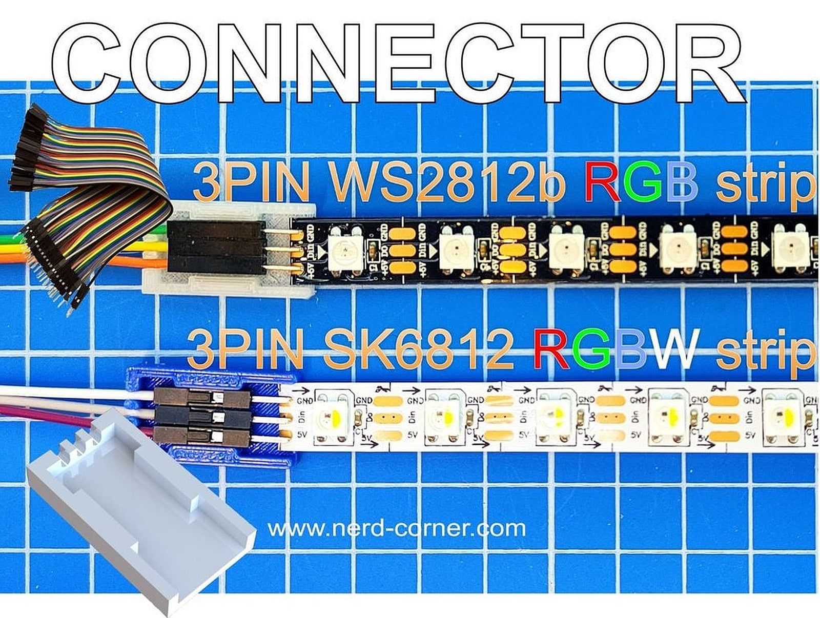 Connector 3PIN WS2812b - SK6812 strip – 3D Baskı Modeli