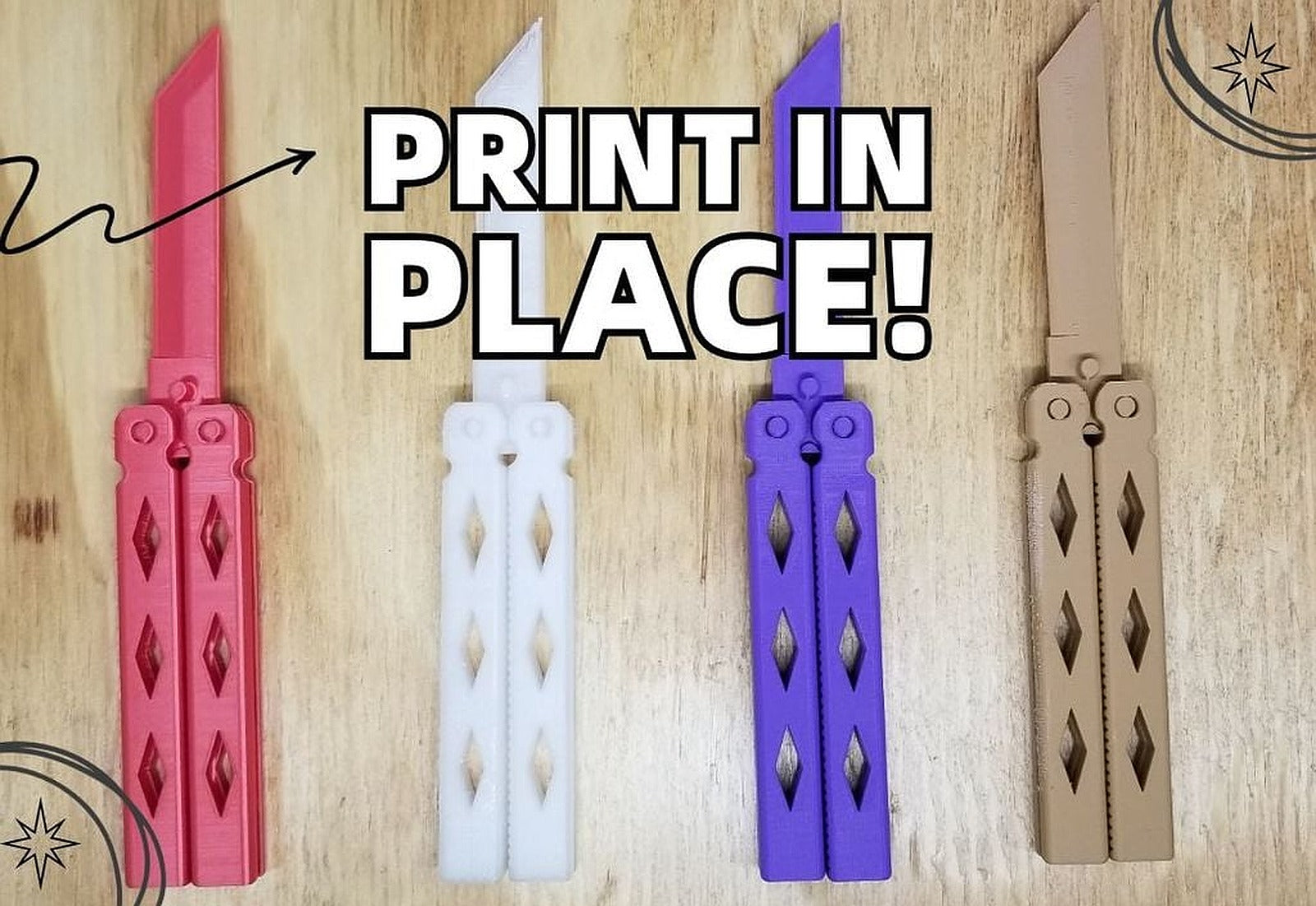 Butterfly Knife - Print in Place - (Balisong) – 3D Baskı Modeli