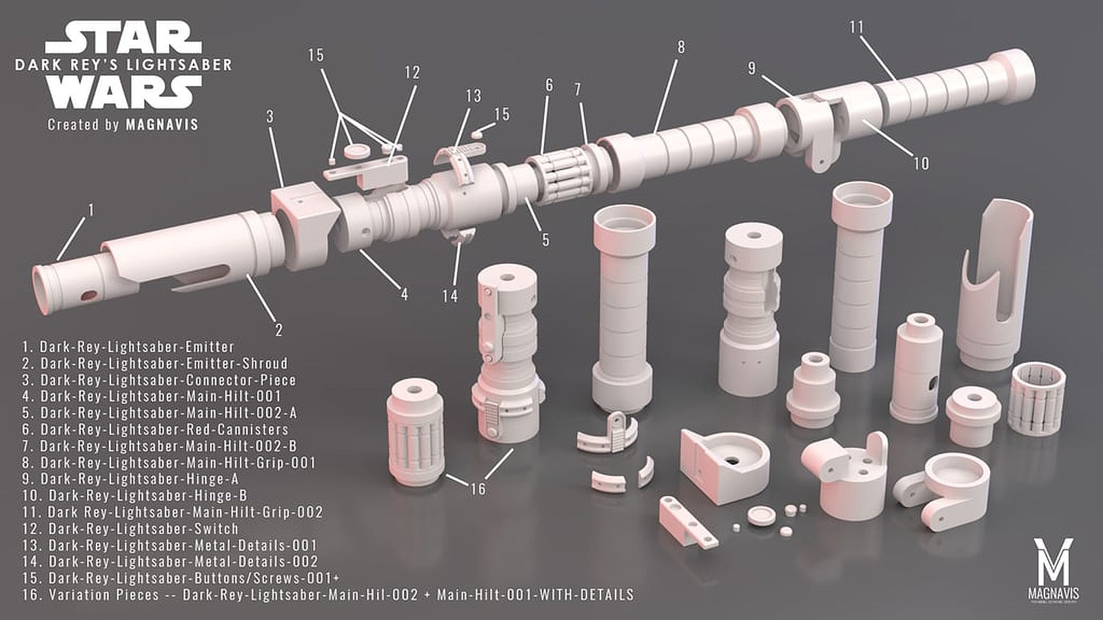 Darkside Rey Lightsaber - The Rise of Skywalker – 3D Baskı Modeli