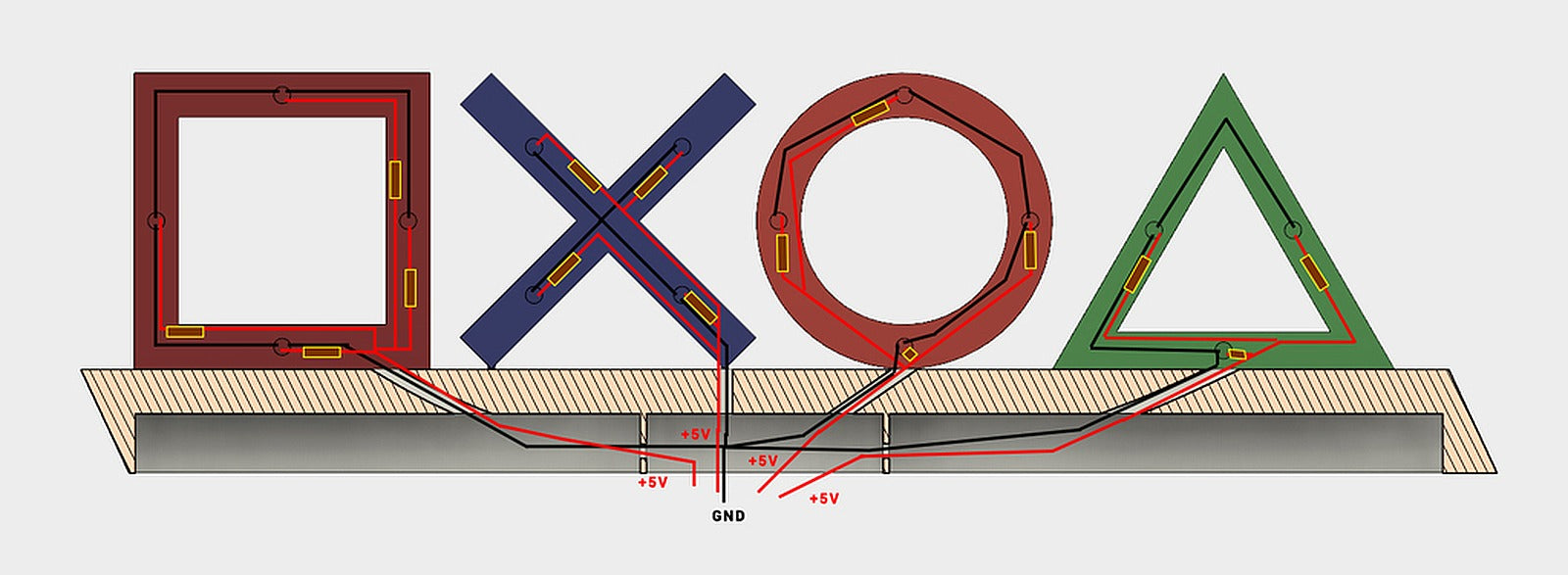 Playstation Icons Lights – 3D Baskı Modeli