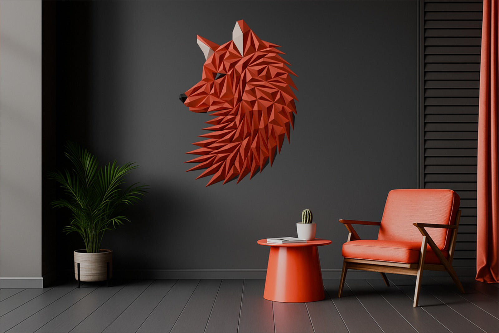 Geometric Wolf (fox) head wall art – 3D Baskı Modeli
