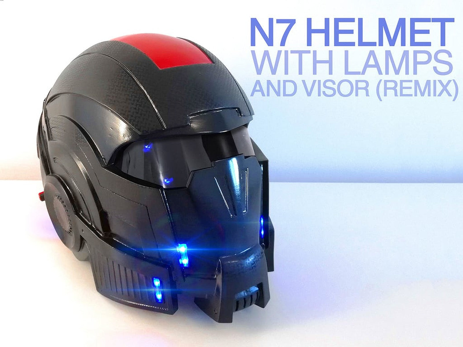 N7 Helmet with LAMPS (from Mass Effect), resplit, rescaled with visor (remix) – 3D Baskı Modeli
