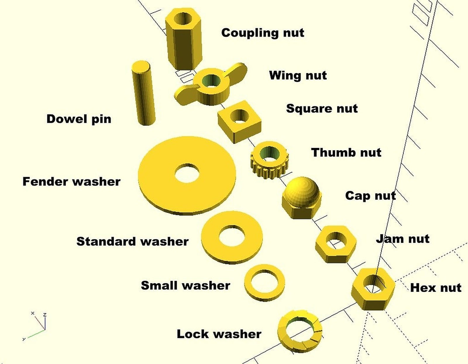 Customizable - Every nut and washer – 3D Baskı Modeli