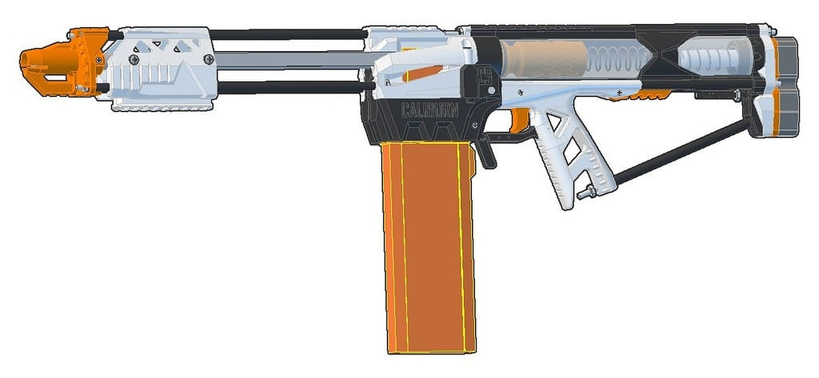 Caliburn Mag-Fed Pump-Action Nerf Blaster – 3D Baskı Modeli