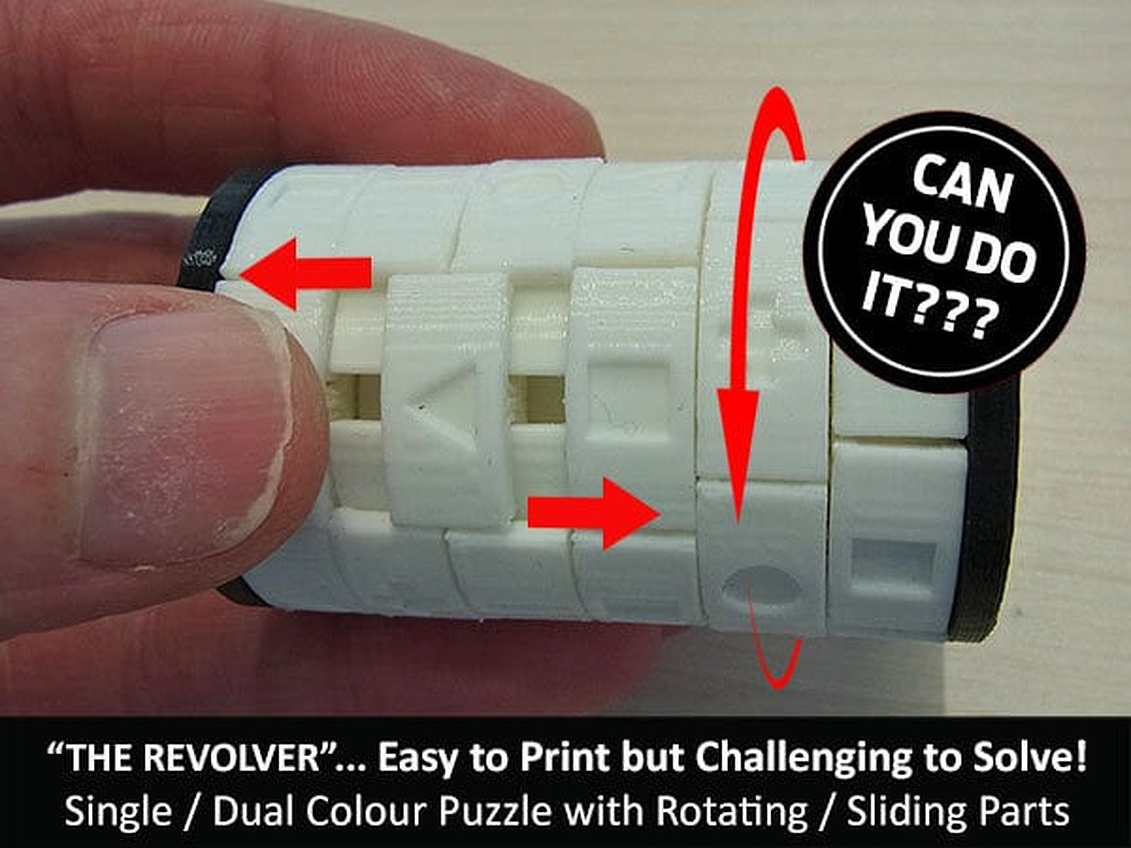 The "Revolver" - One Colour Print version of this Challenging Revolving Puzzle – 3D Baskı Modeli