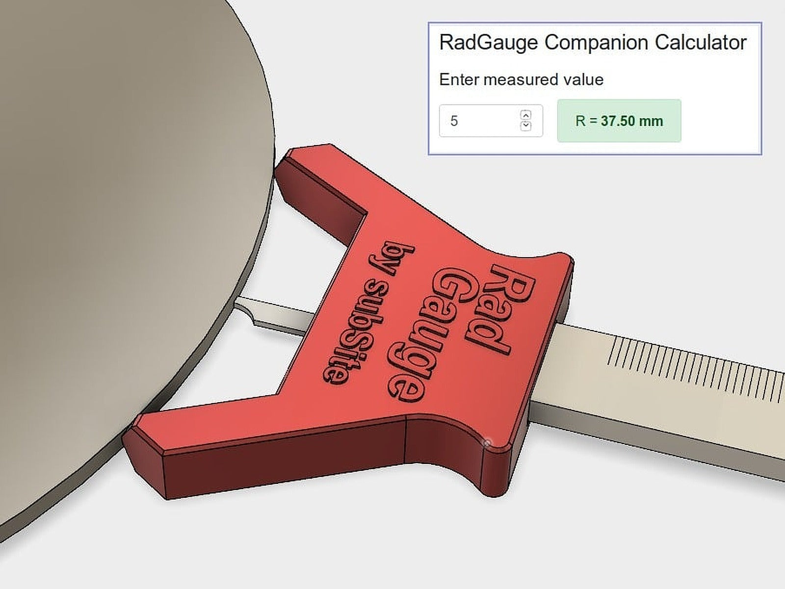 Rad Radius Gauge - the RadGauge - With Companion App – 3D Baskı Modeli
