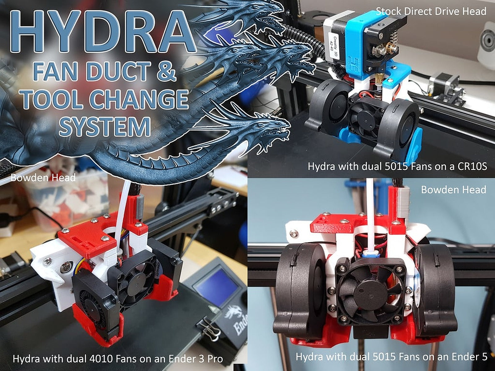 Hydra Fan Duct & Tool Change System for Ender 3 Ender 5  CR10 – 3D Baskı Modeli