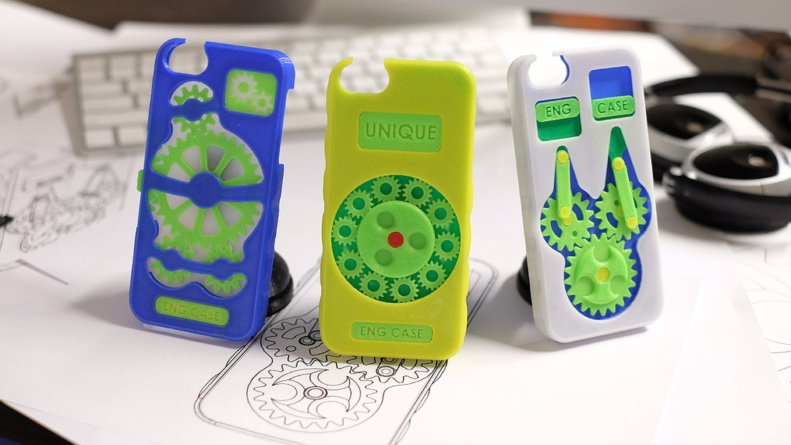 Eng kılıf - telefon kılıf With Working Gears – 3D Baskı Modeli