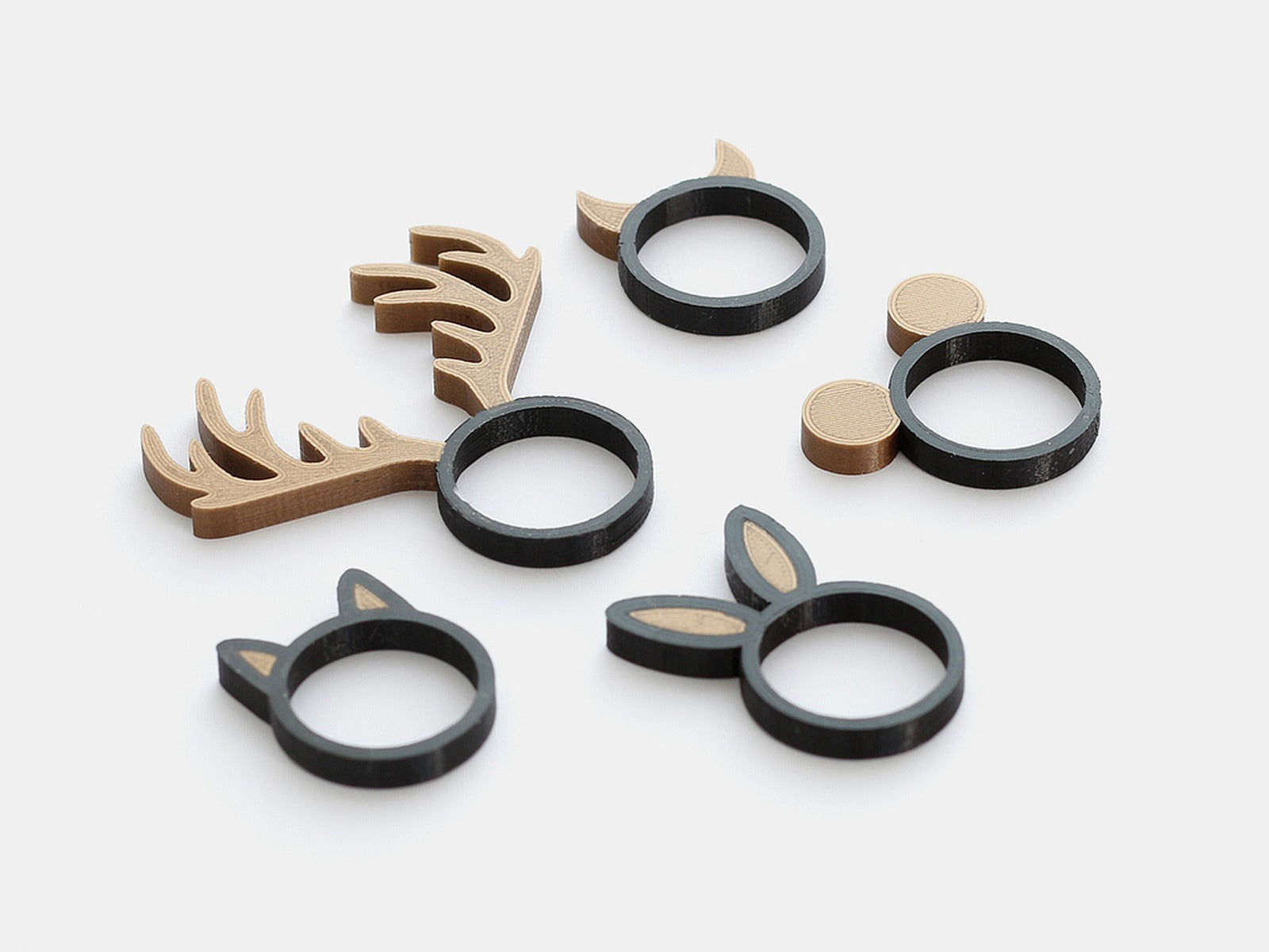 Animal Ring Collection - Dual extrusion version – 3D Baskı Modeli