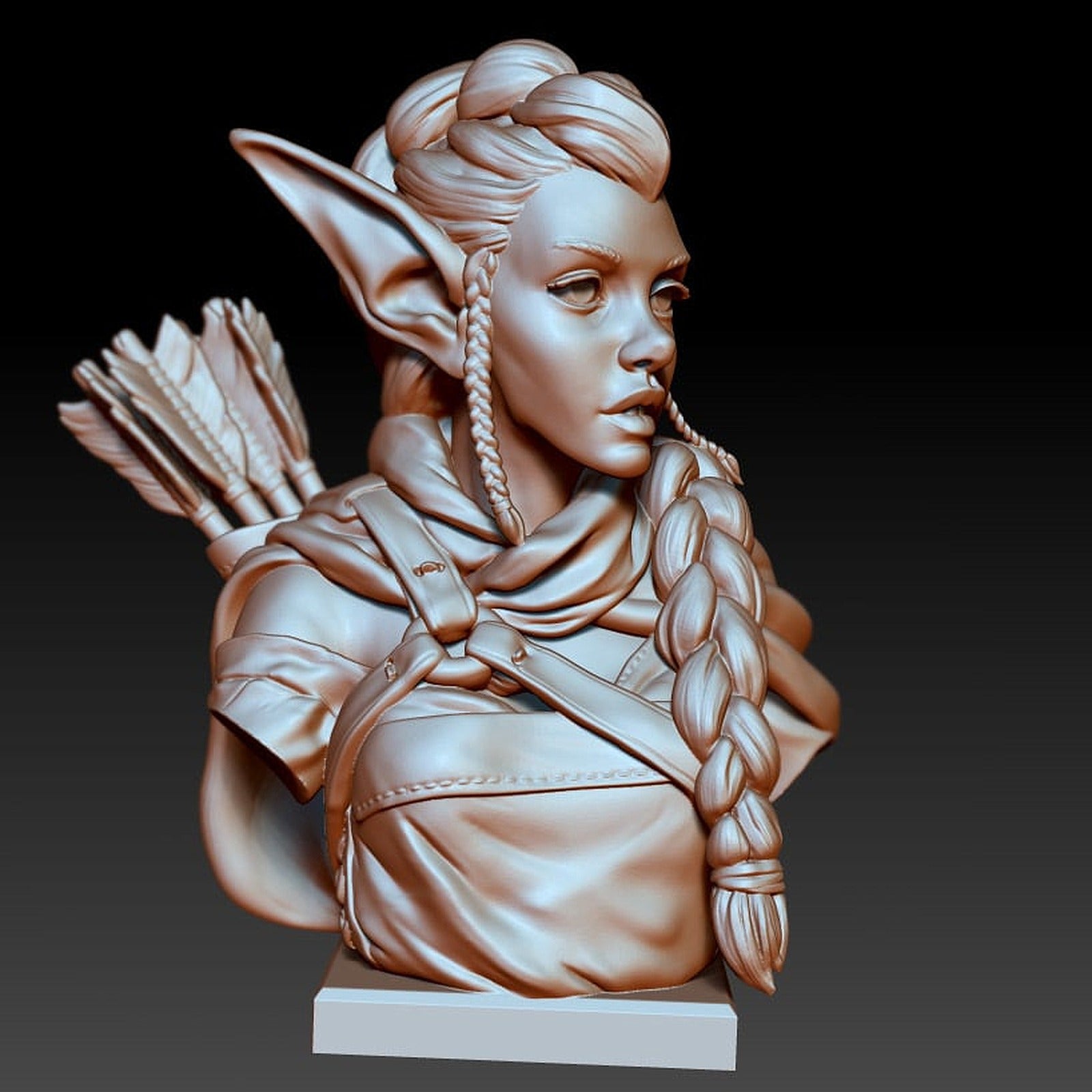 Elf Archer Bust – 3D Baskı Modeli