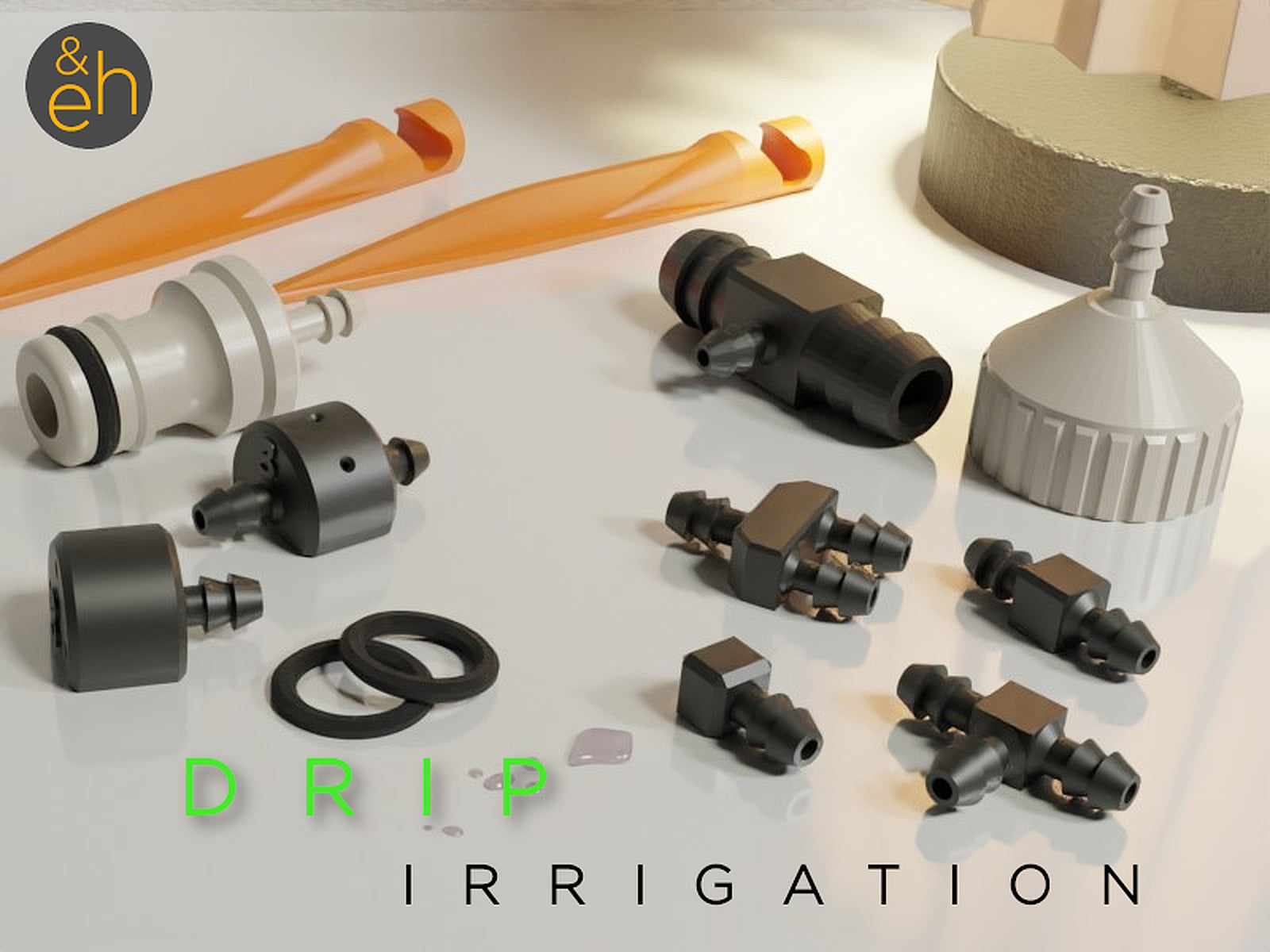 Drip Irrigation System - Rain Bird (R) / Gardena Microdrip (R) Compatible – 3D Baskı Modeli