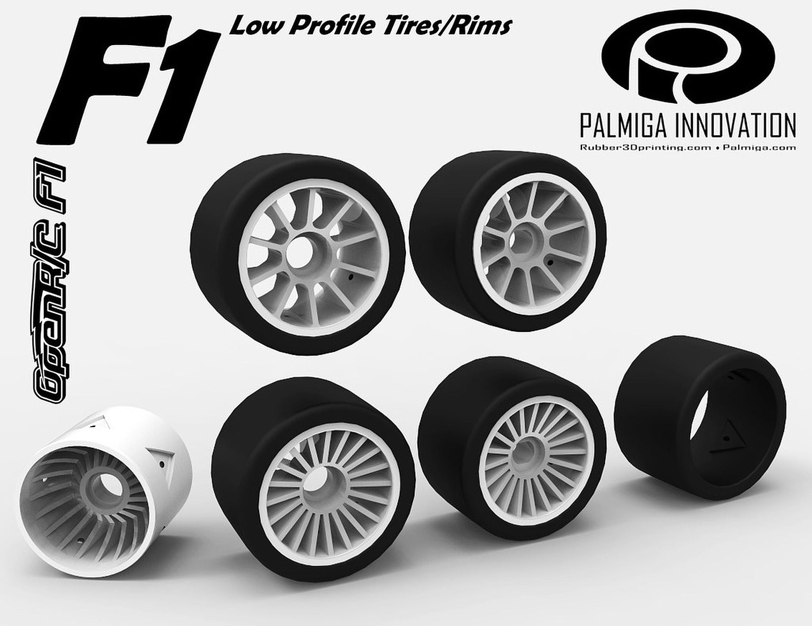 Low Profile Tires/Rims for OpenR/C F1 car – 3D Baskı Modeli