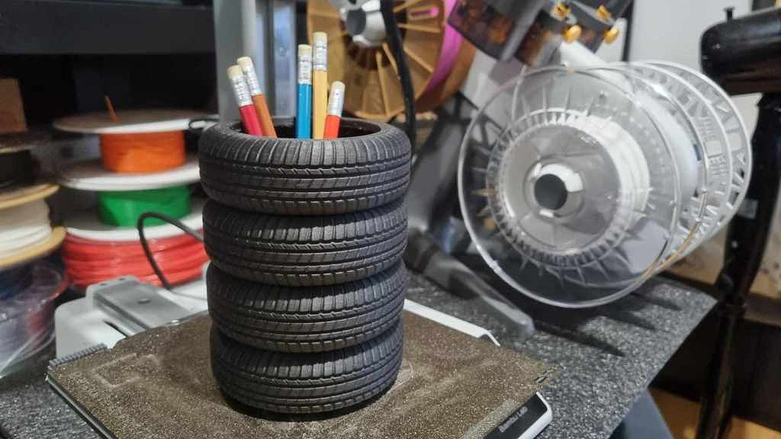 Tire kalem kutu/düzenleyici potenza 6 kurşun kalem stand kutu/düzenleyici – 3D Baskı Modeli