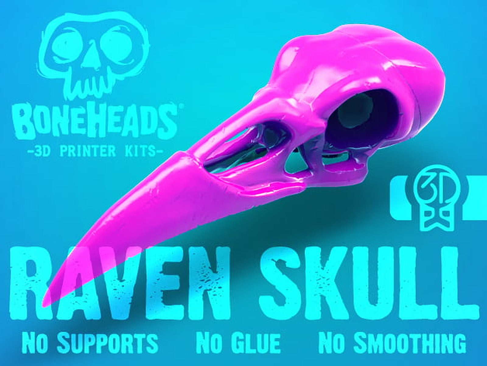 Boneheads: Raven - Skull Kit - PROMO - 3DKitbash.com – 3D Baskı Modeli