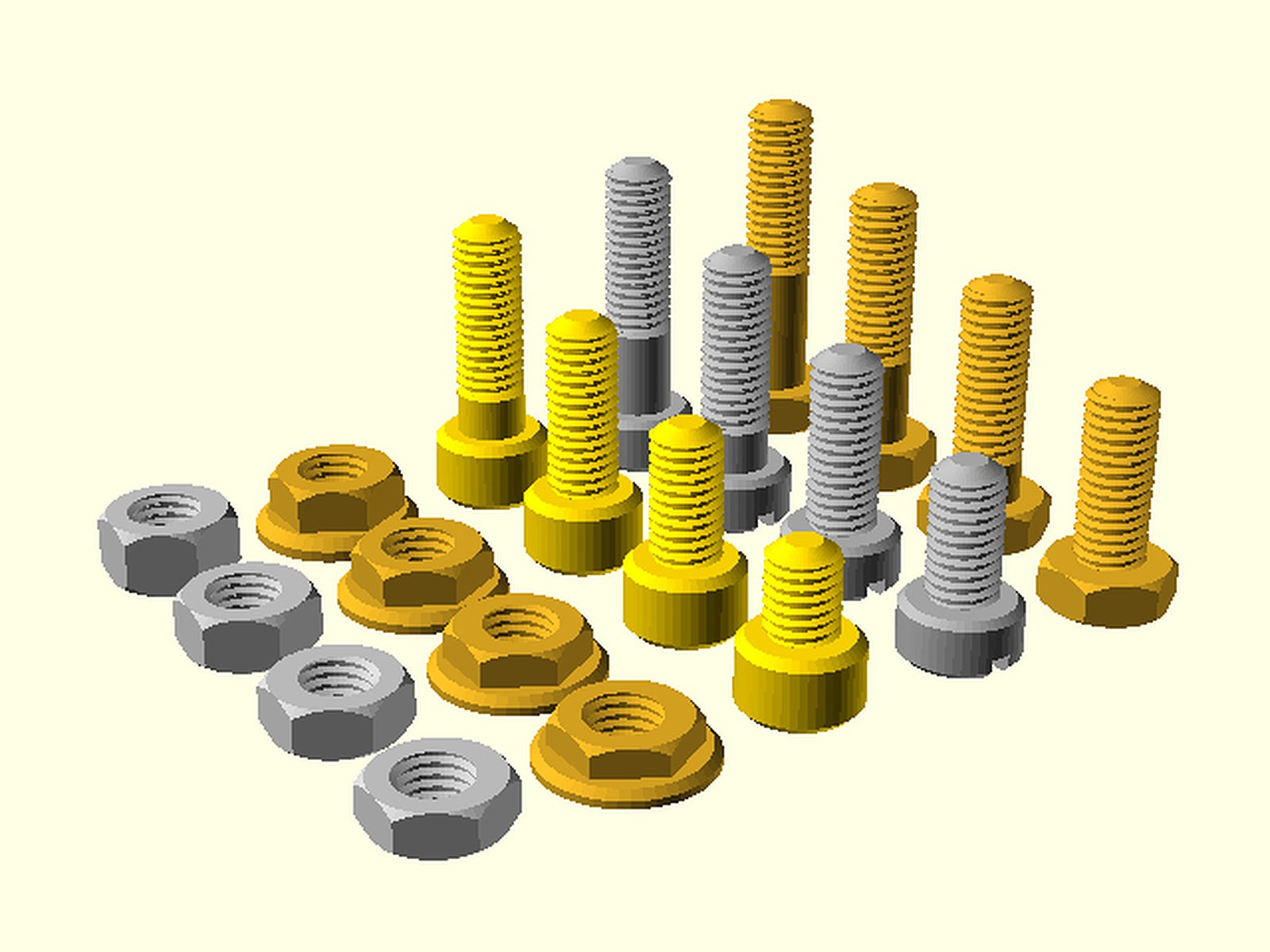 M8 bolts and nuts library – 3D Baskı Modeli