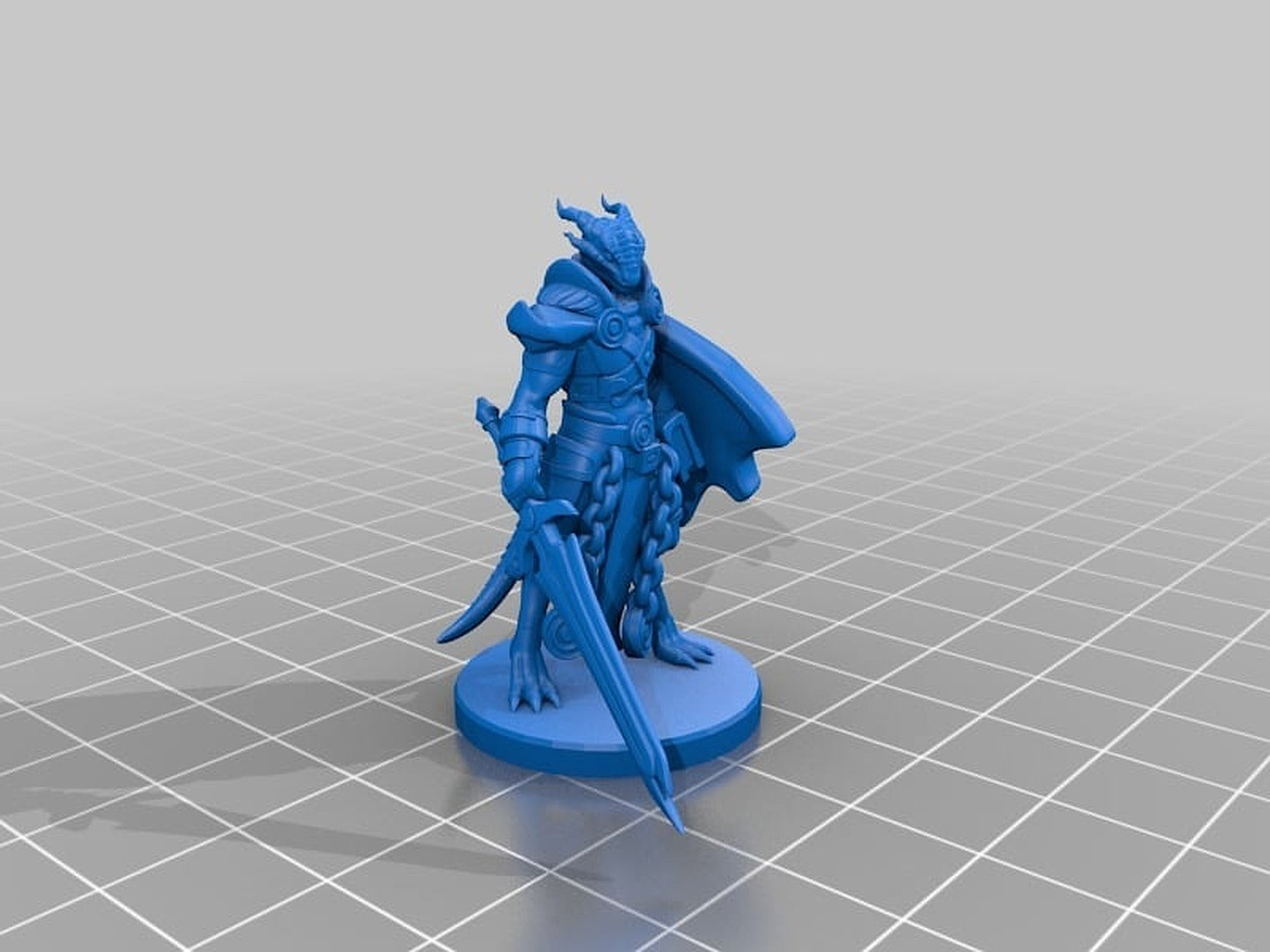 Dragonborn Paladin Miniature (Helmetless) – 3D Baskı Modeli