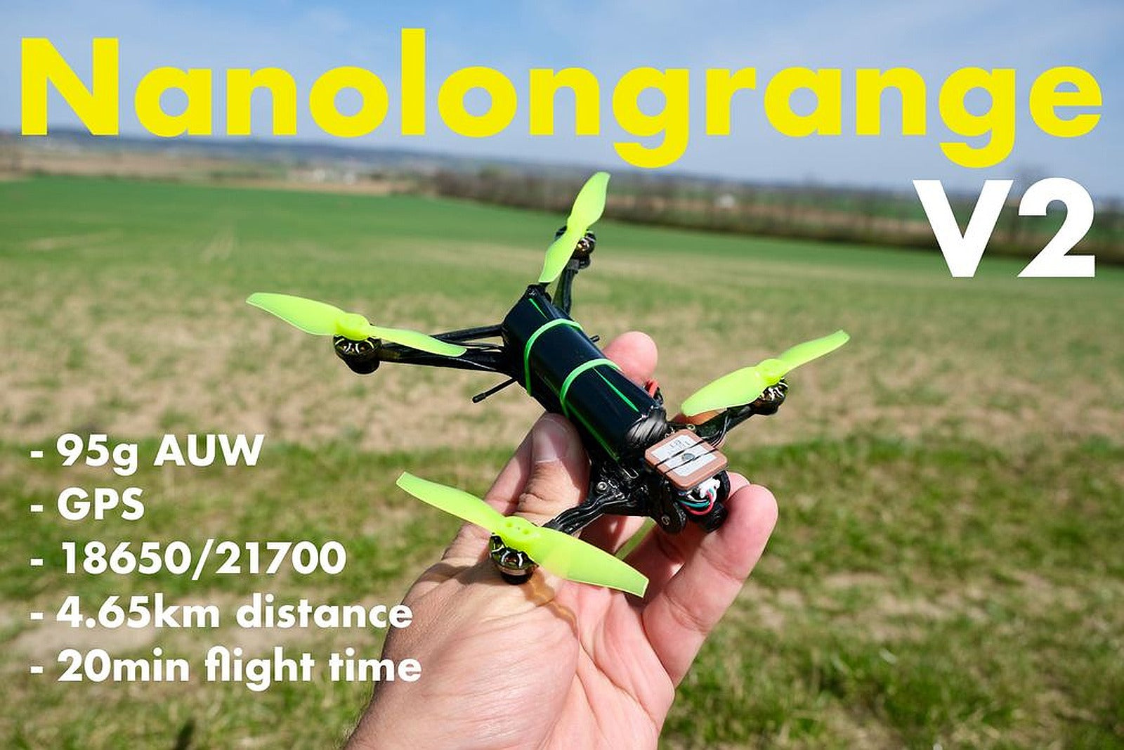 Nanolongrange V2 GPS FPV drone with single 18650 – 3D Baskı Modeli