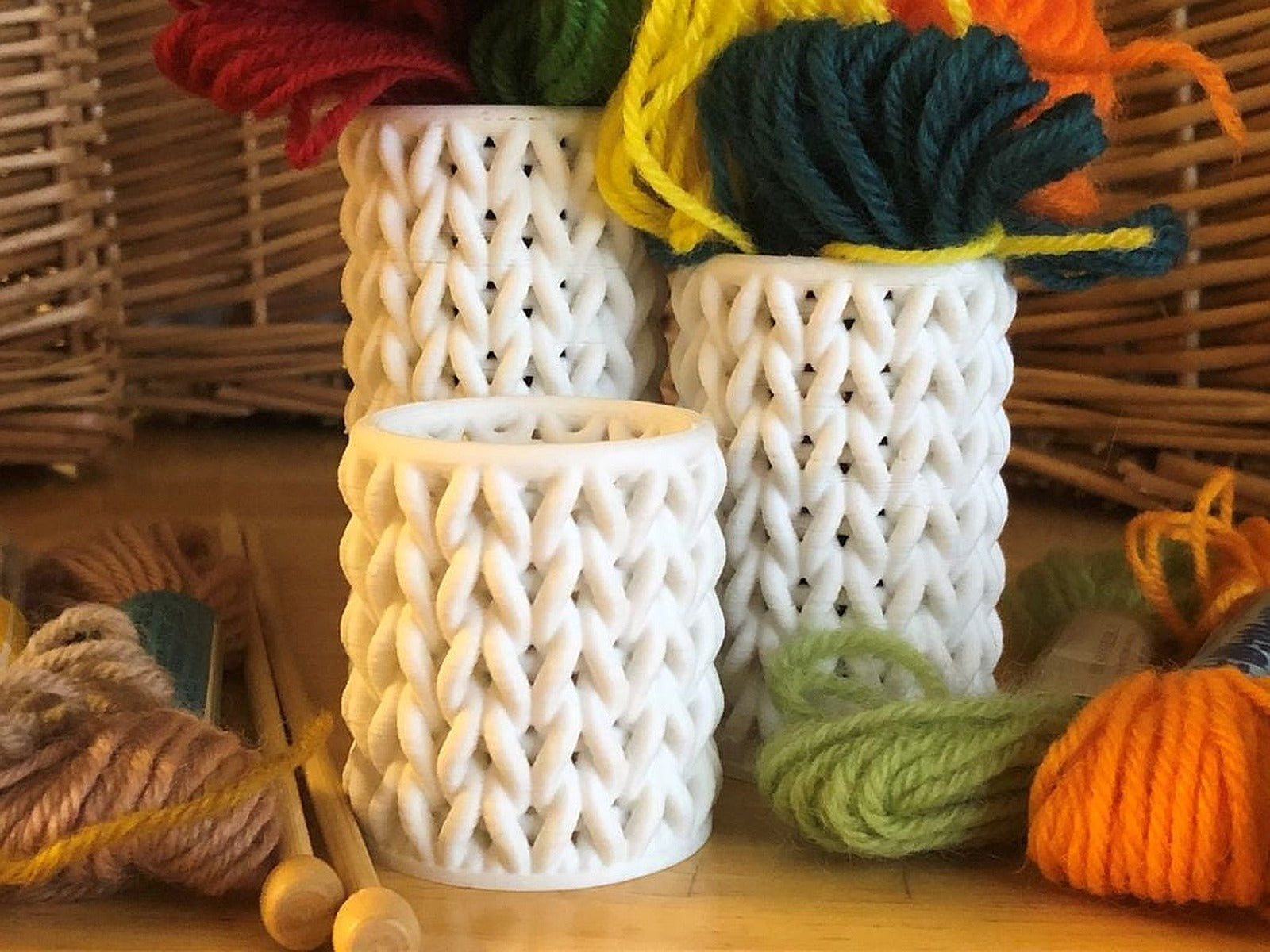 Knitted Cylindrical Containers – 3D Baskı Modeli
