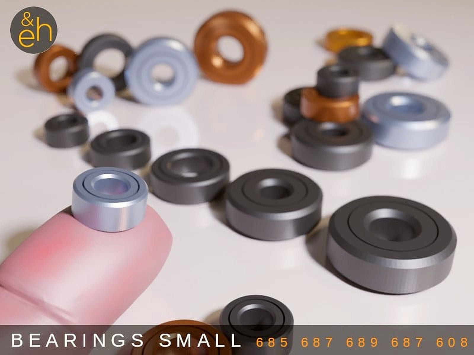 Bearings Small - Print-in-Place, 5 Sizes: 685, 687, 689, 629, 608 – 3D Baskı Modeli