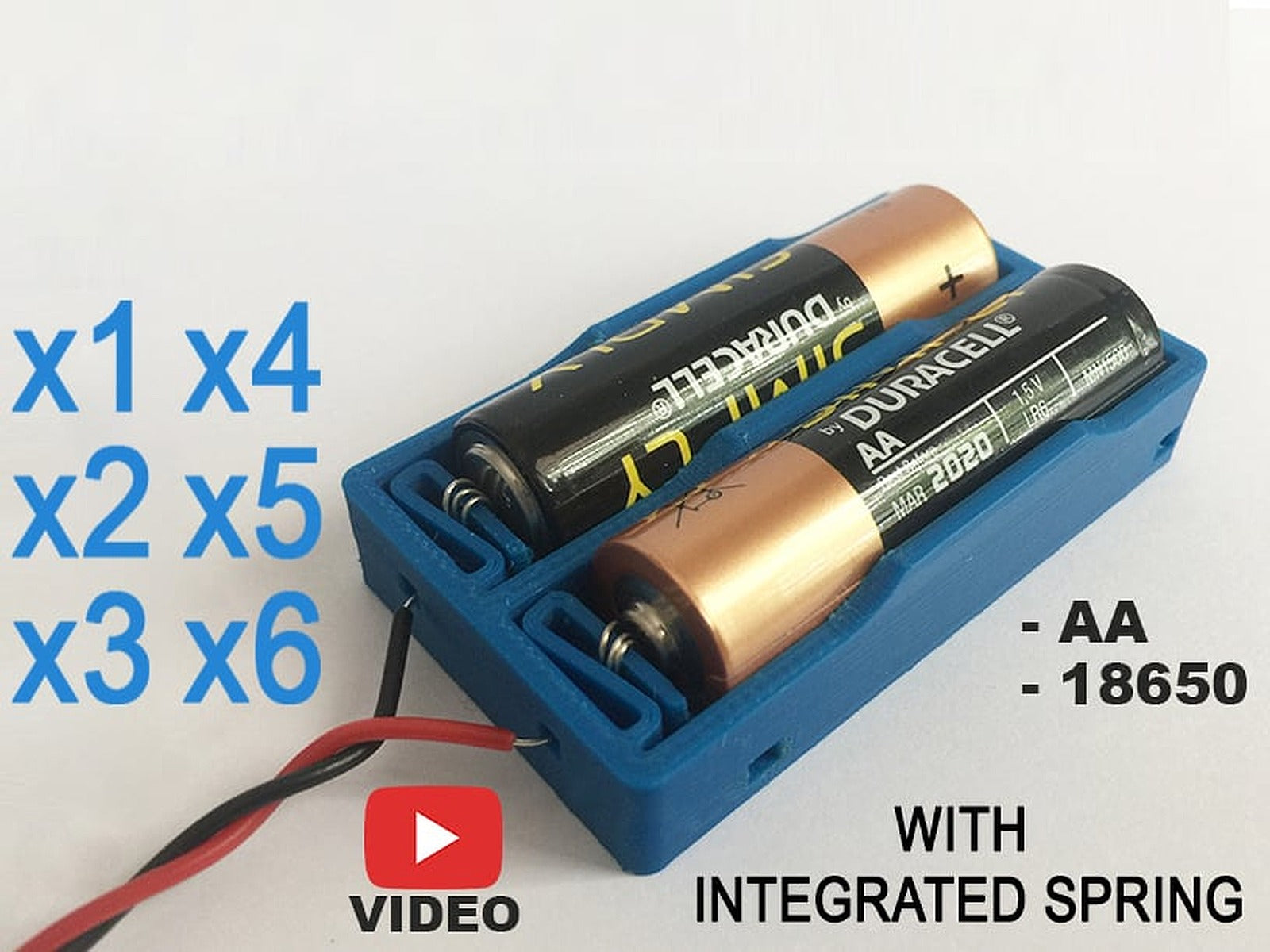 Flexing Battery stand with Integrated Spring – 3D Baskı Modeli